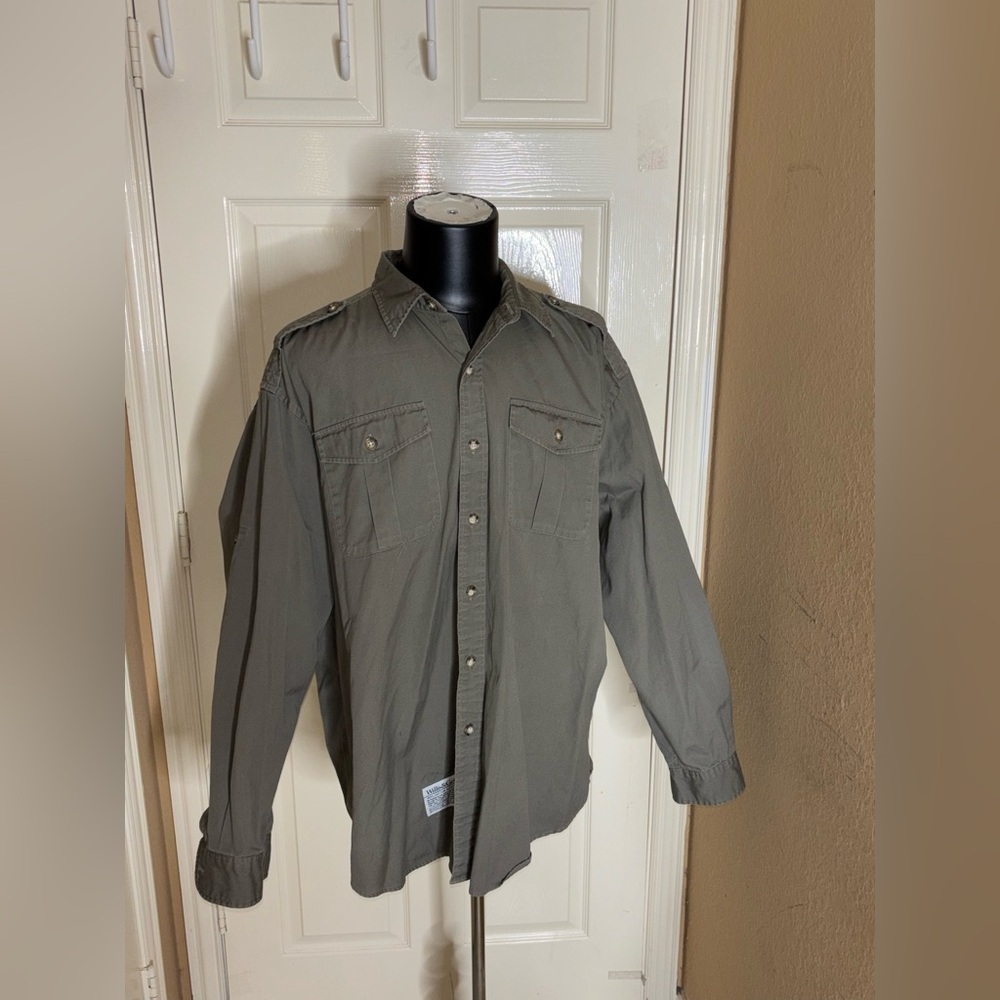 Vtg Willis & Geiger Shirt Mens XXL Brown Bush Poplin Utility Safari Epaulette​